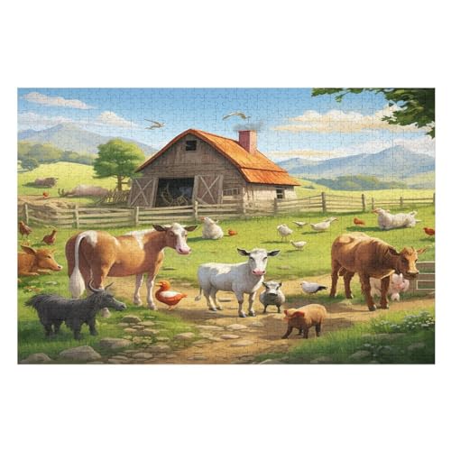 Farm Tier Puzzles 1000 Teile Erwachsener Kniffel Spaß Für Die Ganze Familie, Holzpuzzle Kinder Erwachsene, Impossible Puzzle Schwer （75×50cm） von LLXXHH