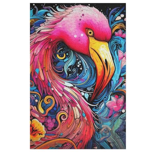 Flamingo Holzpuzzle - 1000 Teiliges Jigsaw Knobelspiel - Puzzle Für Erwachsene & Kinder - Outdoor & Reisespielzeug 78×53cm von LLXXHH