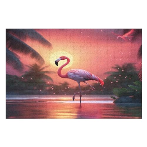 Flamingo Puzzles 1000 Teile Erwachsener Kniffel Spaß Für Die Ganze Familie, Holzpuzzle Kinder Erwachsene, Impossible Puzzle Schwer （75×50cm） von LLXXHH
