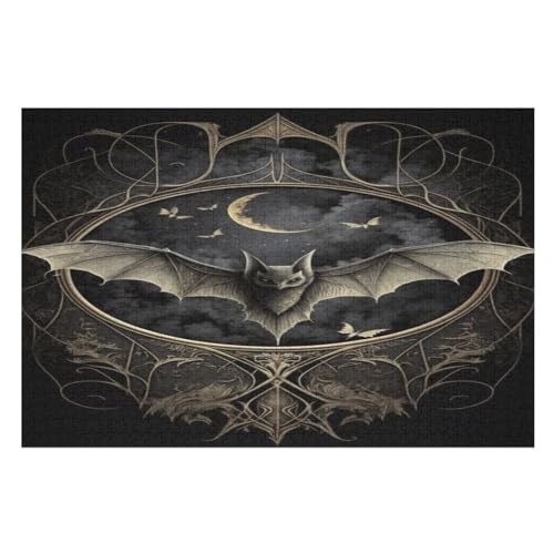 Fledermaus Holzpuzzle 1000 Teile,Puzzles Für Erwachsene, Impossible Puzzle, Kinder Legespiel （75×50cm） von LLXXHH