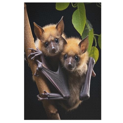Fledermaus Holzpuzzle 1000 Teile Klassische Puzzles Erwachsene Kinder Puzzle DIY Kit Holzspielzeug Einzigartiges Geschenk 78×53cm von LLXXHH