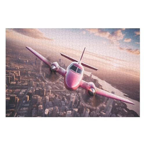 Flugzeug 1000 Teile Puzzles Für Erwachsene, Impossible Puzzle, Geschicklichkeitsspiel Für Die Ganze Familie, Kinder Holzpuzzle （75×50cm） von LLXXHH