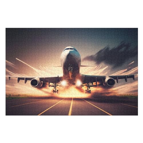 Flugzeug Holzpuzzle 1000 Teile, Knobelspiele Für Erwachsene, Teenager, Puzzles Unmögliche - Kinder Puzzle Zimmer Deko （75×50cm） von LLXXHH
