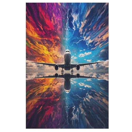 Flugzeug Holzpuzzle 1000 Teile, Knobelspiele Für Erwachsene, Teenager, Puzzles Unmögliche - Kinder Puzzle Zimmer Deko 78×53cm von LLXXHH