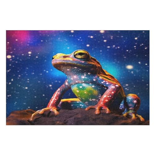 Frosch Holzpuzzle 1000 Teile Klassische Puzzles Erwachsene Kinder Puzzle DIY Kit Holzspielzeug Einzigartiges Geschenk （75×50cm） von LLXXHH