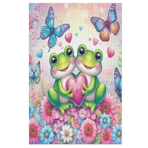 Frosch Holzpuzzle 1000 Teile Klassische Puzzles Erwachsene Kinder Puzzle DIY Kit Holzspielzeug Einzigartiges Geschenk 78×53cm von LLXXHH