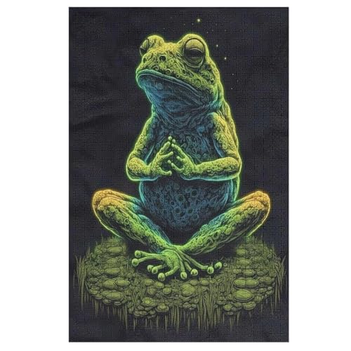 Frosch Holzpuzzle 1000 Teile Klassische Puzzles Erwachsene Kinder Puzzle DIY Kit Holzspielzeug Einzigartiges Geschenk 78×53cm von LLXXHH
