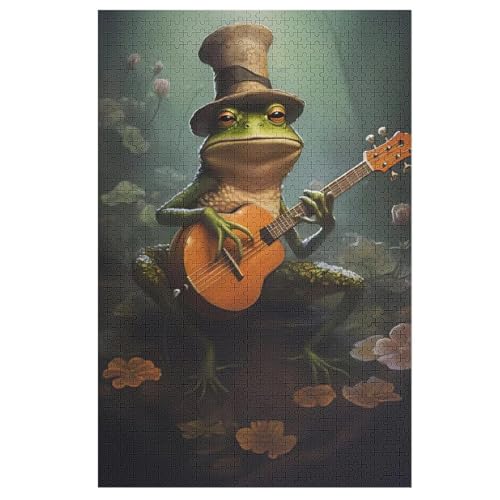 Frosch Playing Gitarre Holzpuzzle 1000 Teile, Knobelspiele Für Erwachsene, Teenager, Puzzles Unmögliche - Kinder Puzzle Zimmer Deko 78×53cm von LLXXHH