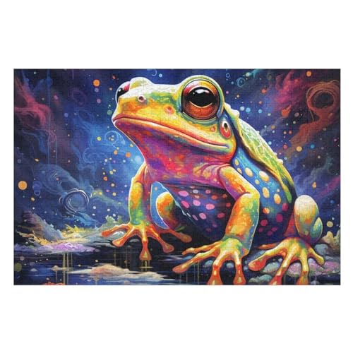 Frosch -Puzzle, 1000 Teile,Holzpuzzle Für Erwachsene Kinder, Lustiges Spielzeug, Denkspiel, Bildungsspiel, （75×50cm） von LLXXHH