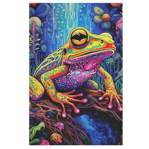 Frosch -Puzzle, 1000 Teile,Holzpuzzle Für Erwachsene Kinder, Lustiges Spielzeug, Denkspiel, Bildungsspiel, 78×53cm von LLXXHH