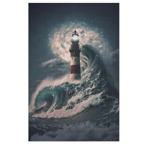 Für Erwachsene 1000-Teiliges Leuchtturm -Puzzles, Holzbrett-Puzzle, Für Kinder, Geschenke, 78×53cm von LLXXHH