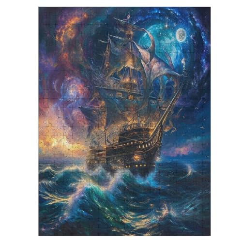 Für Erwachsene 500-Teiliges Segelschiff -Puzzles, Holzbrett-Puzzle, Für Kinder, Geschenke, 55×41cm von LLXXHH