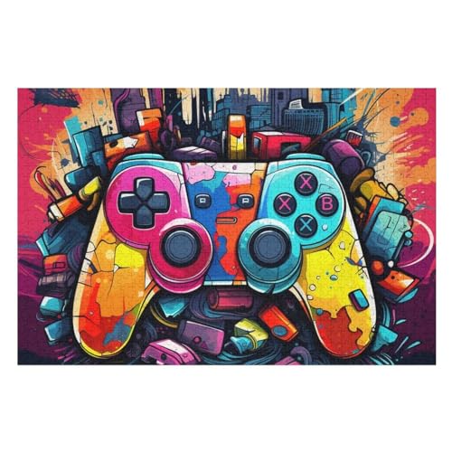 Gamecontroller Holzpuzzle 1000 Teile, Knobelspiele Für Erwachsene, Teenager, Puzzles Unmögliche - Kinder Puzzle Zimmer Deko （75×50cm） von LLXXHH