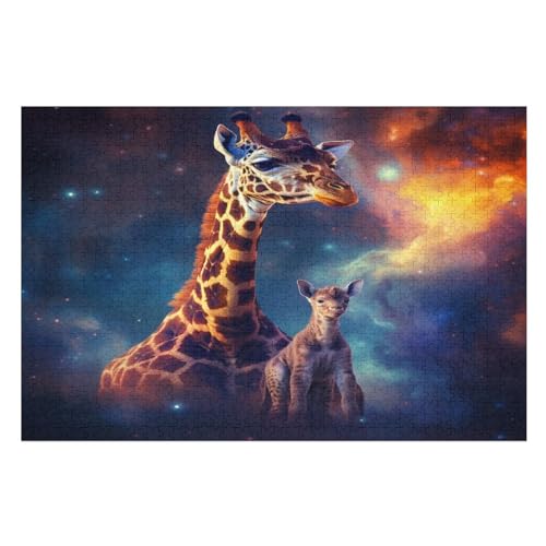 Giraffe Holzpuzzle 1000 Teile Klassische Puzzles Erwachsene Kinder Puzzle DIY Kit Holzspielzeug Einzigartiges Geschenk （75×50cm） von LLXXHH