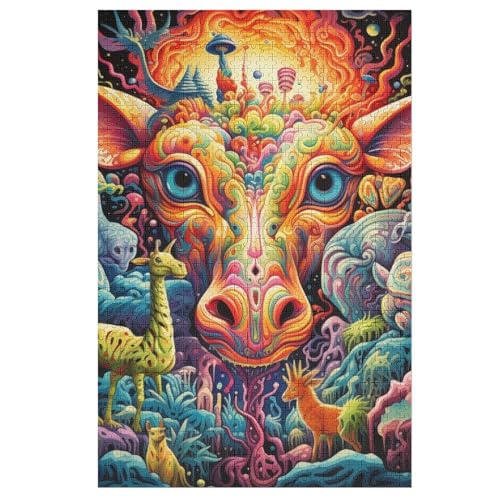 Giraffe -Puzzle, 1000 Teile,Holzpuzzle Für Erwachsene Kinder, Lustiges Spielzeug, Denkspiel, Bildungsspiel, 78×53cm von LLXXHH