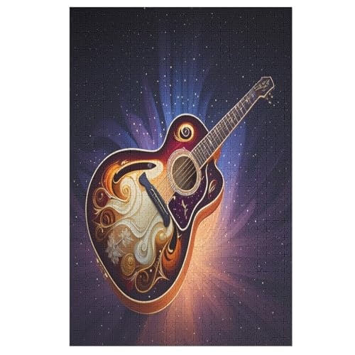 Gitarre Holzpuzzle 1000 Teile, Knobelspiele Für Erwachsene, Teenager, Puzzles Unmögliche - Kinder Puzzle Zimmer Deko 78×53cm von LLXXHH