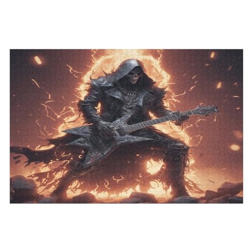 Gitarre Skeleton Man 1000 Teile Premium-Puzzles Für Erwachsene Kinder- Holzpuzzles Spaß Und Lernspiele - Perfekte Puzzle-Geschenke （75×50cm） von LLXXHH