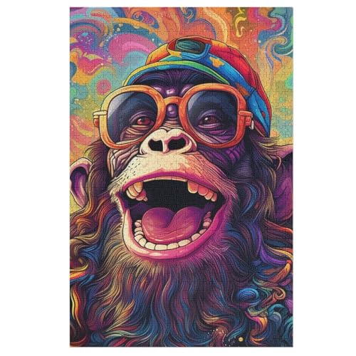 Gorilla Holzpuzzle 1000 Teile, Knobelspiele Für Erwachsene, Teenager, Puzzles Unmögliche - Kinder Puzzle Zimmer Deko 78×53cm von LLXXHH