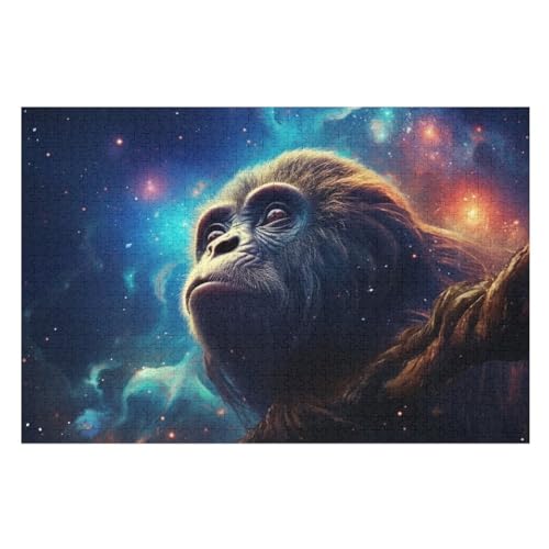 Gorilla Puzzles 1000 Teile Erwachsener Kniffel Spaß Für Die Ganze Familie, Holzpuzzle Kinder Erwachsene, Impossible Puzzle Schwer （75×50cm） von LLXXHH