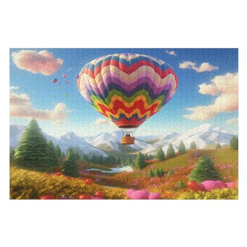 Heißluftballon Puzzles 1000 Teile Erwachsener Kniffel Spaß Für Die Ganze Familie, Holzpuzzle Kinder Erwachsene, Impossible Puzzle Schwer （75×50cm） von LLXXHH