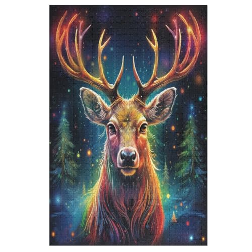 Hirsch Holzpuzzle 1000 Teile Klassische Puzzles Erwachsene Kinder Puzzle DIY Kit Holzspielzeug Einzigartiges Geschenk 78×53cm von LLXXHH