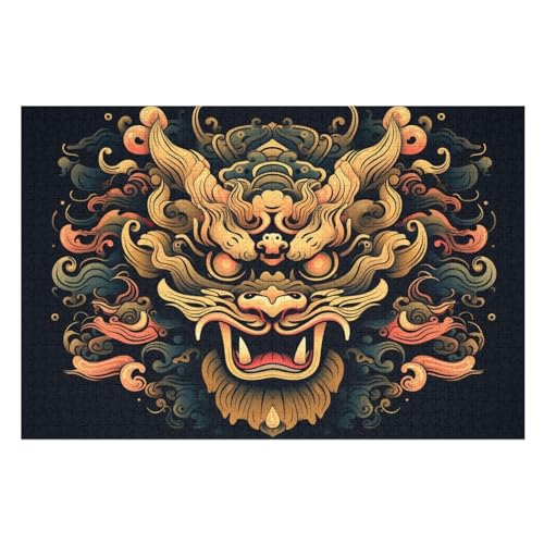 Holzpuzzle Drache Puzzle 1000 Teile Erwachsene Klassische Pädagogisches Spielzeug Kinder Lernspiel Herausforderndes Puzzles （75×50cm） von LLXXHH