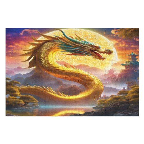 Holzpuzzle Drache Puzzle 1000 Teile Erwachsene Klassische Pädagogisches Spielzeug Kinder Lernspiel Herausforderndes Puzzles （75×50cm） von LLXXHH
