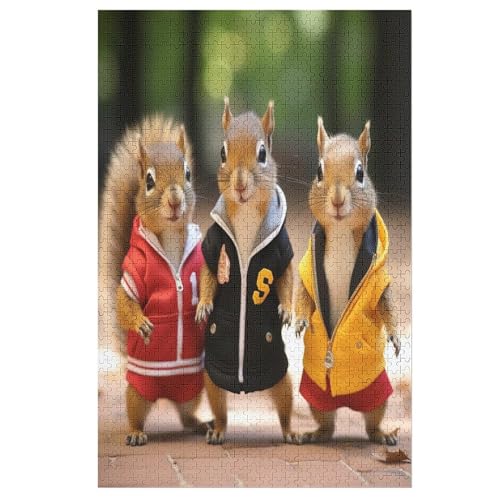 Holzpuzzle Eichhörnchen Puzzle 1000 Teile Erwachsene Klassische Pädagogisches Spielzeug Kinder Lernspiel Herausforderndes Puzzles 78×53cm von LLXXHH