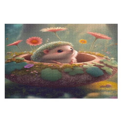 Holzpuzzle Igel Puzzle 1000 Teile Erwachsene Klassische Pädagogisches Spielzeug Kinder Lernspiel Herausforderndes Puzzles （75×50cm） von LLXXHH