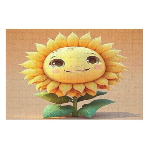 Holzpuzzle Sonnenblume Puzzle 1000 Teile Erwachsene Klassische Pädagogisches Spielzeug Kinder Lernspiel Herausforderndes Puzzles （75×50cm） von LLXXHH