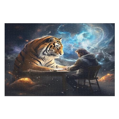 Holzpuzzle Tiger Puzzle 1000 Teile Erwachsene Klassische Pädagogisches Spielzeug Kinder Lernspiel Herausforderndes Puzzles （75×50cm） von LLXXHH