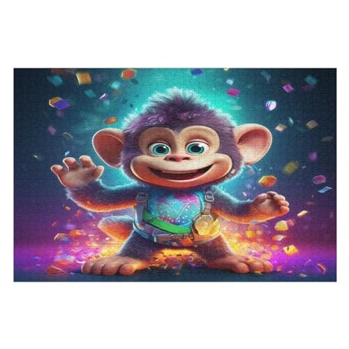 Holzpuzzles 1000 Teile AFFE -Puzzle Für Jungen Und Mädchen, Schwierigkeitsgrad, Lernspiele, Familienspielzeug （75×50cm） von LLXXHH