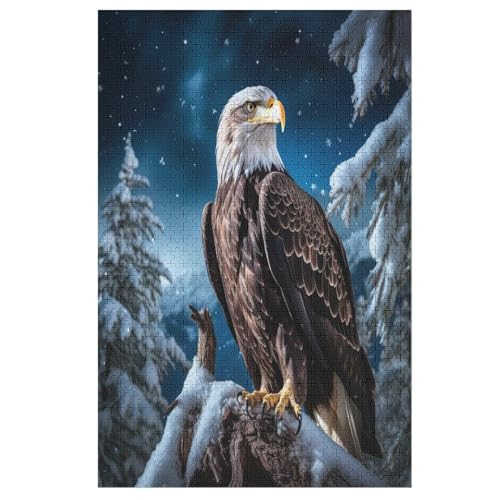Holzpuzzles 1000 Teile Adler -Puzzle Für Jungen Und Mädchen, Schwierigkeitsgrad, Lernspiele, Familienspielzeug 78×53cm von LLXXHH