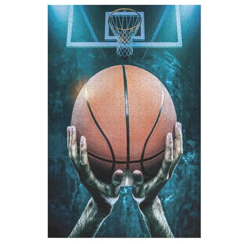 Holzpuzzles 1000 Teile Basketball -Puzzle Für Jungen Und Mädchen, Schwierigkeitsgrad, Lernspiele, Familienspielzeug 78×53cm von LLXXHH