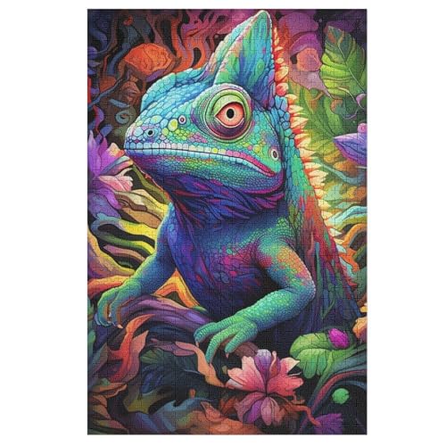 Holzpuzzles 1000 Teile Chamäleon -Puzzle Für Jungen Und Mädchen, Schwierigkeitsgrad, Lernspiele, Familienspielzeug 78×53cm von LLXXHH