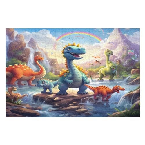 Holzpuzzles 1000 Teile Dinosaurier -Puzzle Für Jungen Und Mädchen, Schwierigkeitsgrad, Lernspiele, Familienspielzeug （75×50cm） von LLXXHH