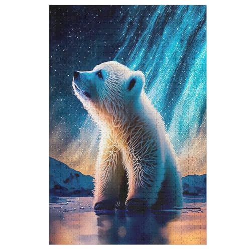 Holzpuzzles 1000 Teile Eisbär -Puzzle Für Jungen Und Mädchen, Schwierigkeitsgrad, Lernspiele, Familienspielzeug 78×53cm von LLXXHH