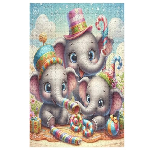 Holzpuzzles 1000 Teile Elefant -Puzzle Für Jungen Und Mädchen, Schwierigkeitsgrad, Lernspiele, Familienspielzeug 78×53cm von LLXXHH