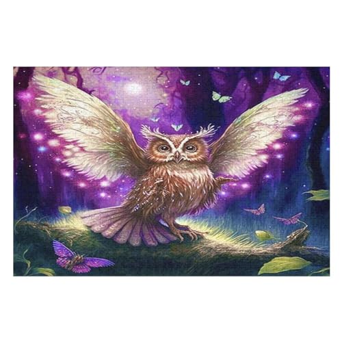 Holzpuzzles 1000 Teile Eule -Puzzle Für Jungen Und Mädchen, Schwierigkeitsgrad, Lernspiele, Familienspielzeug （75×50cm） von LLXXHH