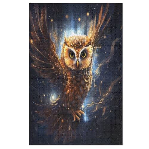 Holzpuzzles 1000 Teile Eule -Puzzle Für Jungen Und Mädchen, Schwierigkeitsgrad, Lernspiele, Familienspielzeug 78×53cm von LLXXHH