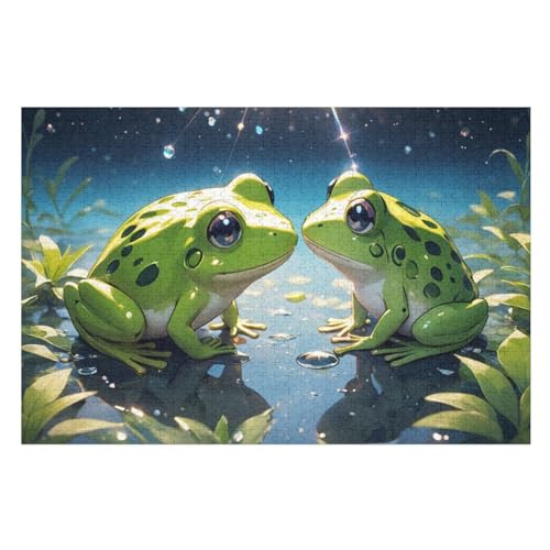 Holzpuzzles 1000 Teile Frosch -Puzzle Für Jungen Und Mädchen, Schwierigkeitsgrad, Lernspiele, Familienspielzeug （75×50cm） von LLXXHH