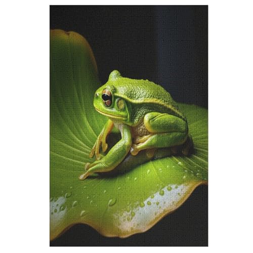 Holzpuzzles 1000 Teile Frosch -Puzzle Für Jungen Und Mädchen, Schwierigkeitsgrad, Lernspiele, Familienspielzeug 78×53cm von LLXXHH