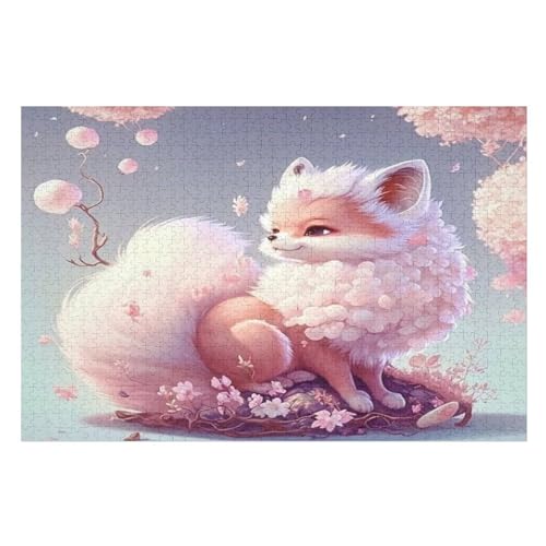 Holzpuzzles 1000 Teile Fuchs -Puzzle Für Jungen Und Mädchen, Schwierigkeitsgrad, Lernspiele, Familienspielzeug （75×50cm） von LLXXHH