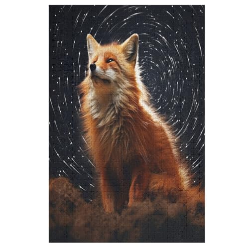 Holzpuzzles 1000 Teile Fuchs -Puzzle Für Jungen Und Mädchen, Schwierigkeitsgrad, Lernspiele, Familienspielzeug 78×53cm von LLXXHH