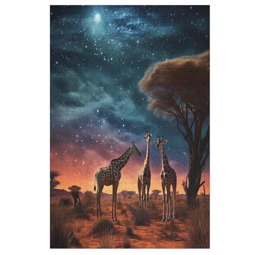 Holzpuzzles 1000 Teile Giraffe -Puzzle Für Jungen Und Mädchen, Schwierigkeitsgrad, Lernspiele, Familienspielzeug 78×53cm von LLXXHH