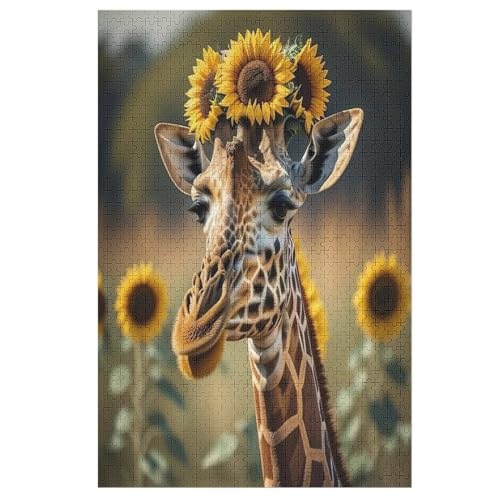 Holzpuzzles 1000 Teile Giraffe -Puzzle Für Jungen Und Mädchen, Schwierigkeitsgrad, Lernspiele, Familienspielzeug 78×53cm von LLXXHH