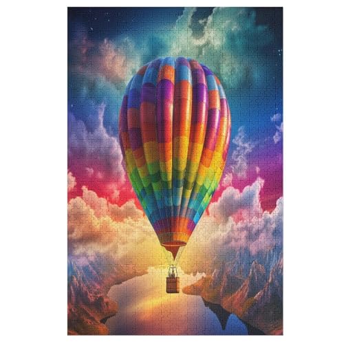 Holzpuzzles 1000 Teile Heißluftballon -Puzzle Für Jungen Und Mädchen, Schwierigkeitsgrad, Lernspiele, Familienspielzeug 78×53cm von LLXXHH