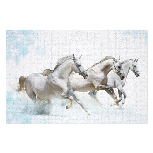 Holzpuzzles 1000 Teile Horse -Puzzle Für Jungen Und Mädchen, Schwierigkeitsgrad, Lernspiele, Familienspielzeug （75×50cm） von LLXXHH