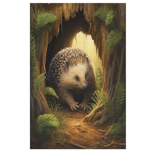 Holzpuzzles 1000 Teile Igel -Puzzle Für Jungen Und Mädchen, Schwierigkeitsgrad, Lernspiele, Familienspielzeug 78×53cm von LLXXHH