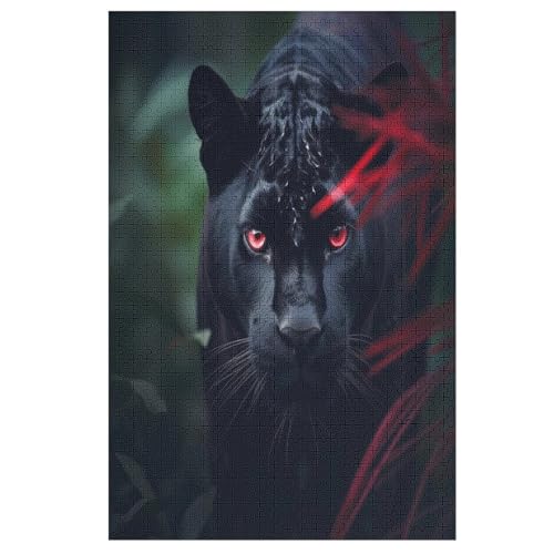 Holzpuzzles 1000 Teile Leopard -Puzzle Für Jungen Und Mädchen, Schwierigkeitsgrad, Lernspiele, Familienspielzeug 78×53cm von LLXXHH